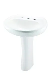 GERBER 22-518 MAXWELL 25" X 20" PEDESTAL 8" FAUCET HOLES WHITE