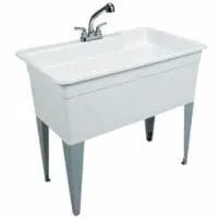 MUSTEE 28CF COMBO FLOOR MOUNT LAUNDRY TUB 40"X24"X34", 36 GALLON WHITE