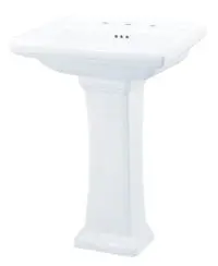 GERBER 22-559 LOGAN SQUARE PETITE PEDESTAL 8" FCT HOLES WHITE