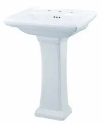 GERBER 22-555 LOGAN SQUARE PETITE PEDESTAL 4" FCT HOLES WHITE