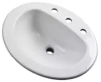 GERBER 12-838-09 MAXWELL OVAL DROP IN LAVATORY 8" FAUCET HOLES BISCUIT