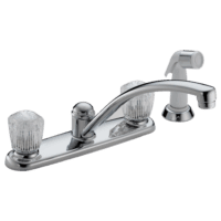 DELTA 2402LF CLASSIC TWO HANDLE KITCHEN FAUCET WITH SPRAY CHROME