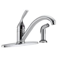 DELTA 400-DST CLASSIC SINGLE HANDLE KITCHEN FAUCET WITH SPRAY CHROME
