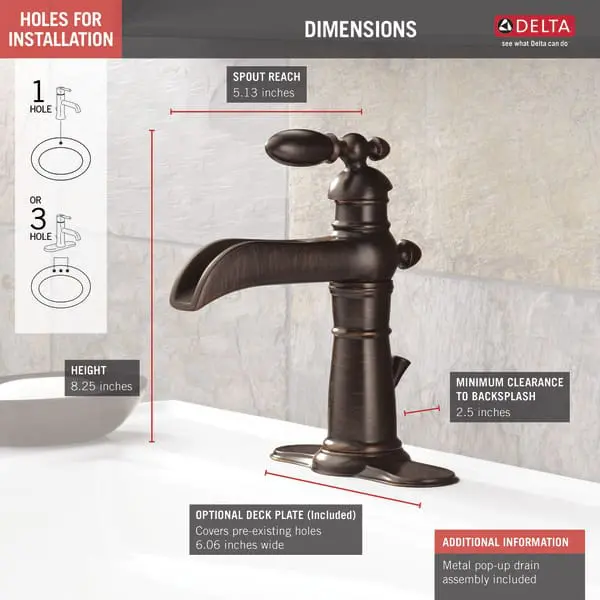 DELTA 554LF-RB VICTORIAN SINGLE HANDLE CHANNEL LAV FAUCET VENETIAN BRZ - Image 2