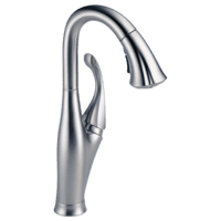 DELTA 9992-AR-DST ADDISON 1-HANDLE PULL DOWN BAR/PREP FCT ARCTIC STAINLESS