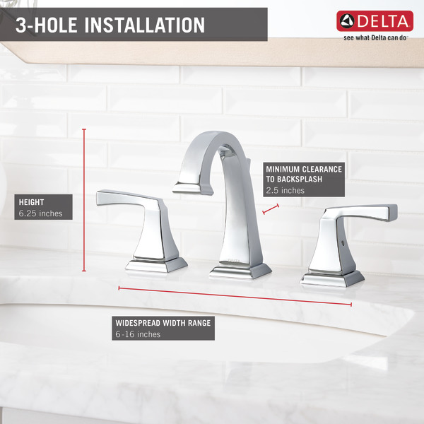 Delta 3551lf Dryden Two Handle Widespread Lavatory Faucet Chrome